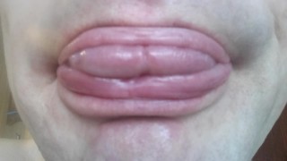 Beautiful natural slobbering lips