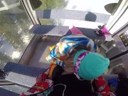 Preview 2 of Public Sex with Sexy Girl in the Lift at the Ski Resort POV Amateur Couple