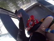 Preview 3 of Public Sex with Sexy Girl in the Lift at the Ski Resort POV Amateur Couple