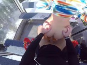 Preview 6 of Public Sex with Sexy Girl in the Lift at the Ski Resort POV Amateur Couple