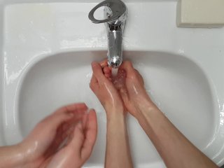 sfw, hand fetish, wash, soap