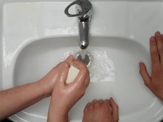 quarantine hand washing, me and my girlfriend