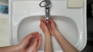 quarantine hand washing, me and my girlfriend
