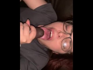 vertical video, handjob, nerdy girl glasses, mature