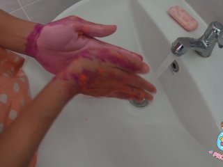 You have to wash your hand until no color on your hand - #SCRUBHUB Thailand