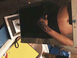Playing with my cock in the mirror!