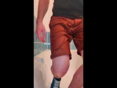 PISSING MY SHORTS AND BLUE VANS BEFORE TAKING A SHOWER
