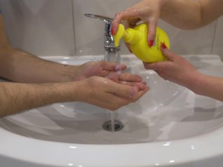 safe for work, wash hands, couple, hand fetish