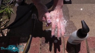 Dirty MILF Washes Up Outside