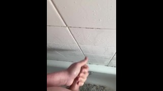 Having a hot steamy shower while wanking my wet cock with big cumshot 