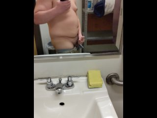 Jerking off cock at home in bathroom 