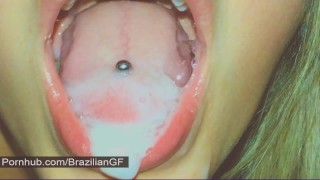 She Gives The Best Sloppy Blowjob Ever On Her First Cum Swallow