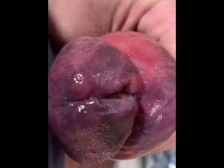 Lots of pre cum pumped fat cock open urethra
