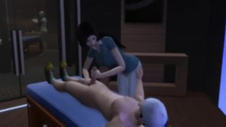 Massagem romântica tailandesa na sauna com final feliz -SIMS