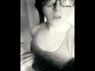 Trans girl pulls her nipples, pulls her cock