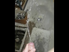 pissing and cumming in the basement