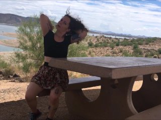 Hot MILF with Big Tits RidesDildo in Public