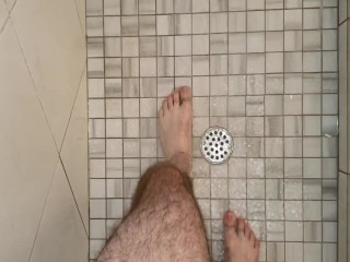 Hairy Legs get Wet in Shower