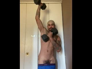 handsome, muscular men, big balls, workout fetish