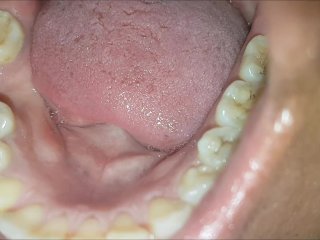 solo female, teeth fetish, mouth tour, saliva