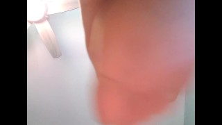 Nylon pantyhose foot rubbing