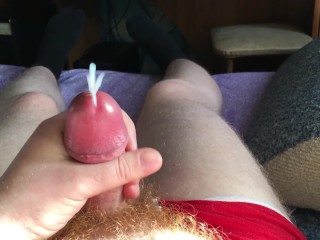 Jerking off with Grease. Cum Squirting Fountain