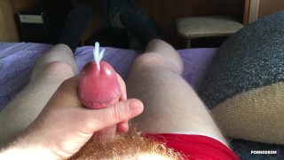 Jerking off with grease. Cum Squirting Fountain
