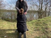 Preview 4 of tinder girl fucked outdoor in public nature on a biketour