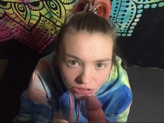 POV amateur facial while smoking