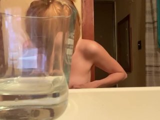 Blonde teen mom milking