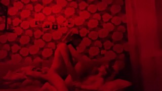 Red neon hard dirty anal fuck teen girl tied by a belt. 60FPS. 1080.