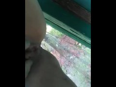 Peeing on a big barn