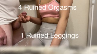 Arruinó mis leggings cuando arruiné su orgasmo después del entrenamiento