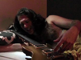 guitarist, hairy armpits, guitar masturbation, long haired guy