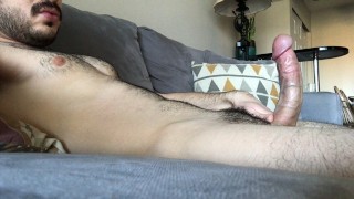 Cums Cleans A Huge Load Pumped Into His Hand