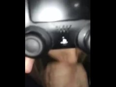 Husband cheats on wife while playing PS with his maid and creampies mouth