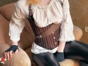 Preview 3 of Steampunk Girl Hard Doggy Sex and Blowjob with Oral Creampie - Fox Cosplay