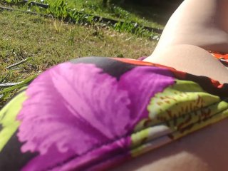 Hot MILF rubbing and touching in the park