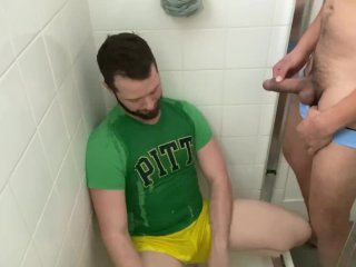 Quarantine fun: Some piss, some head, and a little bareback fuck in a showe