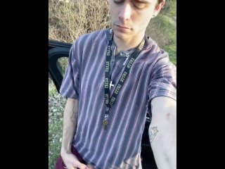 Sexy twink pissing in public