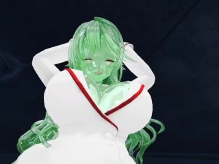 Thicc Green SlimeGirl Bounces Her Massive Titties