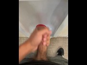 Preview 3 of College boy cumming in public restroom