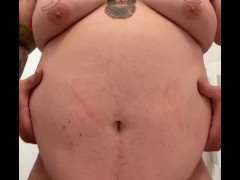Playing with my stuffy belly and navel.