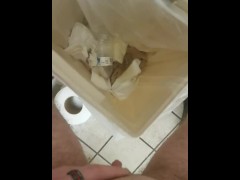 Naughty messy public bathroom trash piss