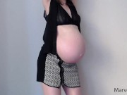Preview 1 of Hot pregnant mommy dancing strip tease teasing huge pregnant belly