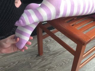 high knee socks, foot fetish, socks licking, role play