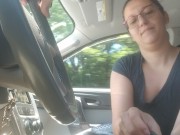 Preview 1 of Mixed milf gives great head while driving, roadhead