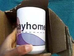 ASMR Teen Single Hand Unboxing of Stayhomehub Mug Pornhub Apparel Store Cup