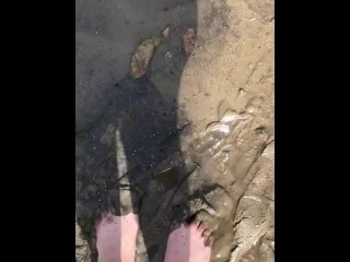 Getting my petite feet covered in filthy mud and sand