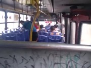 Preview 3 of Horny guy jerking off and cumming in a public bus